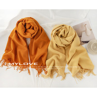 Pas cher Nouveau Tassel Écharpe Femmes Chaud Solide Couleur Cachemire Pashmina Châle Écharpe