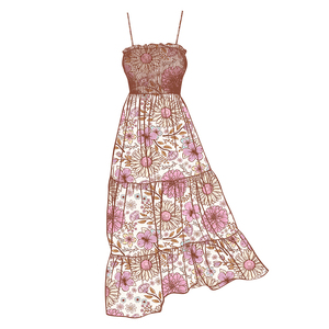 Vestido Hawaiano Personalizado OEM para Mujer, con Estampado, Tirantes Finos, Estilo Smocked, sin Tirantes, Vestido de Vacaciones para Chicas - Product Image 5