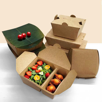 Boîte en papier kraft jetable personnalisée pour la restauration rapide, boîte à emporter pour poulet frit, collations, frites, plateau en papier pour aliments