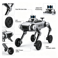 Robot chien quadrupède commercial M1 Smart Navigation Pro à roues et jambes, boîte de vitesses motorisée, PLC, construction en alliage d'aluminium, alimenté par l'IA
