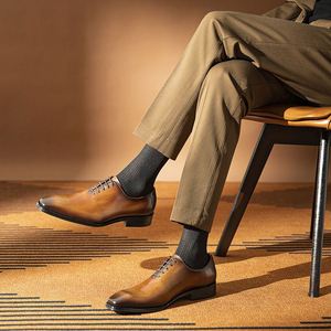 Zapatos Oxford de Hombre de Alta Gama con Punta Cuadrada, Hechos a Mano en Piel de Vacuno, con Aumento de Altura, para Bodas, Banquetes y Eventos Formales - Product Image 5