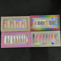 100 boîtes d'emballage pour faux ongles de luxe personnalisées avec logo gratuit, en plastique avec strass