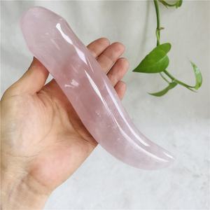 Venta al por mayor de cristales rosas naturales, varitas de masaje curativas, piedra de cuarzo rosa, consolador de pene de cristal, varita de masaje - Product Image 2