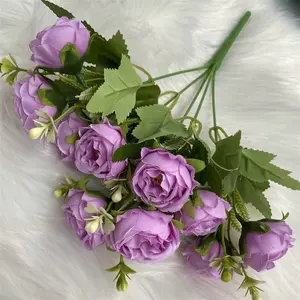 Peony Artificial Flowers QSLH-C1338 High Quality Peony Bouquet Artificial Flower Silk Peony 5 Heads For Sale