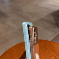 Étui de téléphone rigide en PC avec revêtement en cuir PU Litchi pour Samsung Galaxy S23 S24 S25FE S26 Ultra, style métallique au toucher doux, coque fine