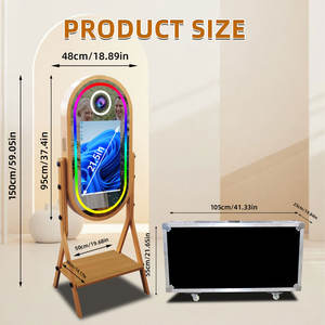 Photomaton à écran tactile en bois grainé <span class=keywords><strong>pas</strong></span> <span class=keywords><strong>cher</strong></span> 2025, miroir magique pour selfies, compatible avec l'appareil <span class=keywords><strong>photo</strong></span> et le plateau d'impression - Product Image 6