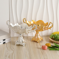 Plateau à fruits de luxe européen sur pied avec deux poignées, plateau de rangement de bureau, fournitures de cuisine personnalisées, décoration intérieure, vente en gros