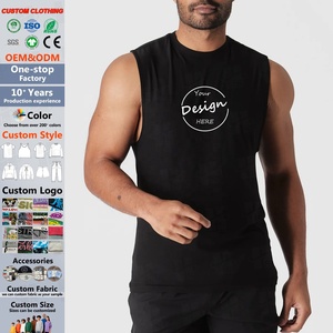 Vendita all'ingrosso su misura nera in cotone 95% 5% Spandex da <span class=keywords><strong>uomo</strong></span> con Longline curvo canotta aderente da palestra canotta da <span class=keywords><strong>uomo</strong></span> - Product Image 1