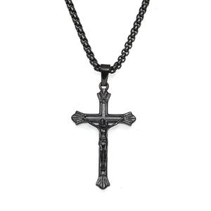 Collar con Colgante de Cruz Crucifijo de Acero Inoxidable a Prueba de Agua para Hombre, Dorado, Plateado, Negro, Jesús, Católico, Cristiano, Duradero - Product Image 4