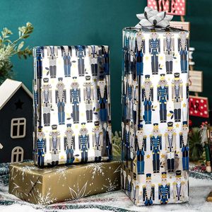 Christmas <b>Wrapping</b> <b>Paper</b> Reversible Silver Nutcracker 17 In X 32.8 Ft Gift Craft Use Recyclable - Product Image 6