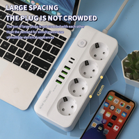 Multiprise de protection contre les surtensions avec prise EU mince, obturateur de sécurité, multiprise Schuko avec charge rapide USB-C pour bureau et voyage