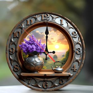<b>Round</b> Wooden Wall Clock 25Cm Modern Farmhouse Silent Non Ticking Home Decor Clock - Product Image 1