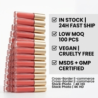 Vente en gros en stock – Gloss à lèvres brillant hydratant, hautement pigmenté, maquillage végétalien pour les lèvres, faible MOQ, 100 unités, marque privée