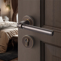 Poignées de porte intérieures en bois massif, style rétro français, en laiton et cuivre pur, pour chambre et salle de bain, à poignée fendue, fourniture directe usine