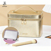 JOYSUN 2026 Nouveau style, trousse de maquillage personnalisée avec logo lumineux et miroir LED pour femmes, rangement pour rouge à lèvres et pinceaux, sac cosmétique