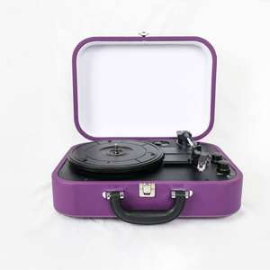 Factory Custom <b>Purple</b> Portable Record Player 3 Speed BT Gramophone with Built in Stereo Speaker Home Decor High Fidelity Audio - Product Image 2
