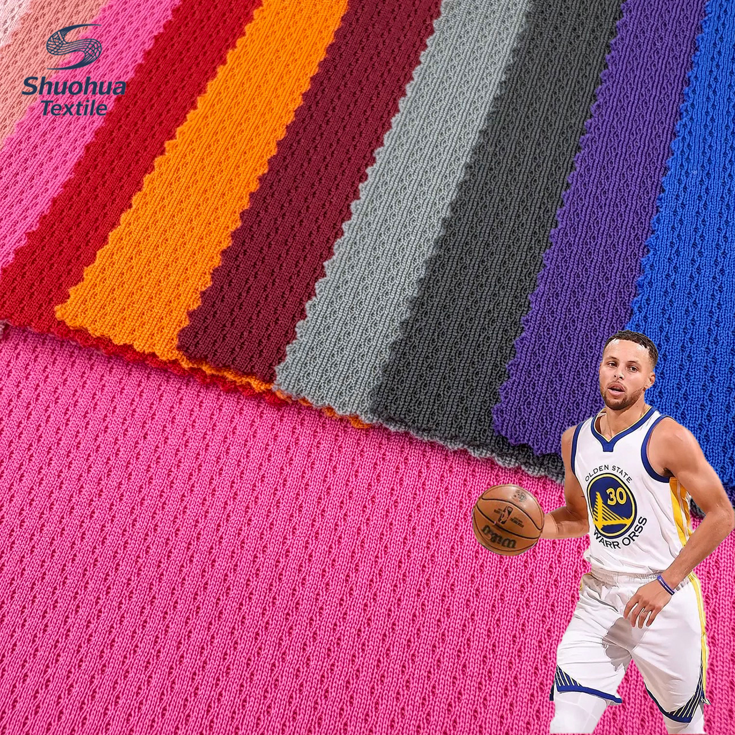 Dry Fit 100% Polyester Knitted Jersey Fabric Breathable Stretch Quick-Dry Birdeye Series Solids Football Activewear Garment Boys
