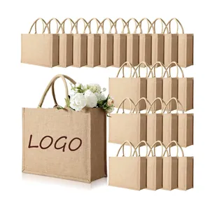 Natural Jute Shopping Bag Reusable Burlap Grocery Gift Bag Wedding Jute Bag Manufacturers For Women