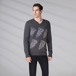 Wholesale Ribbed <b>Pattern</b> Knitwear Winter Pullover Long Sleeve Custom Logo Solid Color <b>Knit</b> V Neck Sweater - Product Image 6