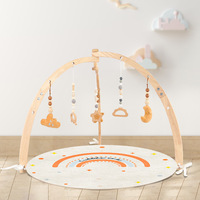 Tapis d'éveil en bois pour bébé, tapis d'activités pour le temps sur le ventre, jouet de développement sensoriel pour nourrissons, 6 jouets suspendus, cadeau de naissance, OEM ODM