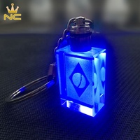 Porte-clés de voiture personnalisé en verre et cristal avec lumière LED rectangulaire 3D, logo du drapeau du Brésil imprimé UV, gravé au laser