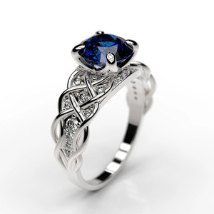 Anello con gemma blu avvolta in filo per donna, elegante gioiello da dito alla moda - Product Image 1