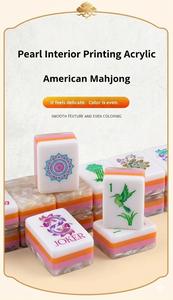 Ensemble de Mahjong de Luxe en Acrylique à 4 Couches, 160 Pièces, Gravure Profonde, Résistant à l'Eau, Portable, Format Voyage, Lueur Nacrée Intérieure, Officiel - Product Image 3
