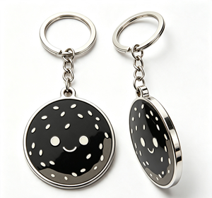 พวงกุญแจโลหะโลโก้แบบกำหนดเอง วงกลมเคลือบเงา ของตกแต่งกระเป๋า - Product Image 4
