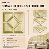 Panneau mural 3D en PVC MORLENX avec cadre en or et diamants, revêtement décoratif géométrique pour le comptoir de réception et les couloirs intérieurs