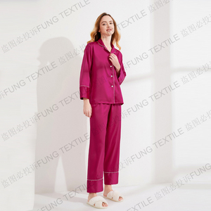 Conjunto de Pijamas de Seda Satin de Alta Qualidade Fung 6001, Cintura Elástica, Respirável, Sólido, para Damas de Honra no Inverno e Natal - Product Image 6