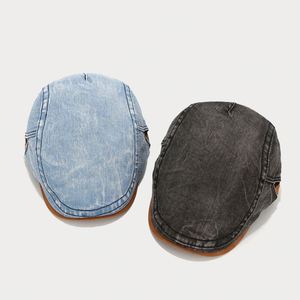 Béret en jean vintage pour hommes et femmes, casquette plate à bord court pour le quotidien, le sport, les activités de plein air et les voyages, idéale pour l'automne et l'hiver - Product Image 2