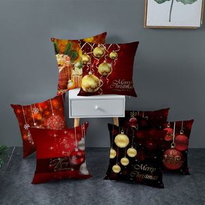 Popular Red Series 2025 Christmas Pillow Home Peach Skin Fabric Throw Pillowcase Sofa <b>Cushion</b> <b>Cover</b> - Product Image 3