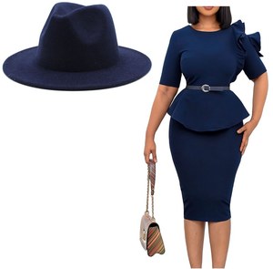 Y220200 femmes travail formel Offre Spéciale élégant robes décontractées femmes robe crayon <span class=keywords><strong>femme</strong></span> Fedora ensemble - Product Image 3