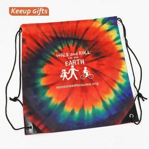 Promotional Waterproof <b>Backpack</b> Sports Wholesale Laundry Draw String Gift Bags Polyester Nylon Custom <b>Drawstring</b> Bags with logo - Product Image 4
