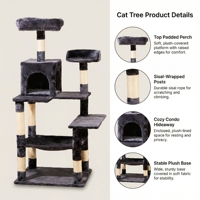 Arbre à chat luxueux en peluche douce avec poteaux à gratter en sisal naturel, structure d'escalade multi-niveaux en velours pour usage domestique