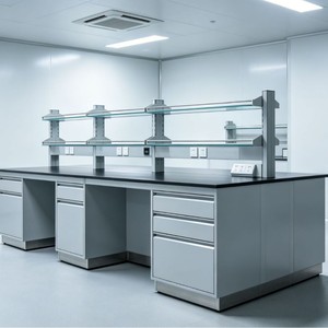 Stainless Steel Laboratory Workbench With Reagent Rack <b>6</b> <b>Drawers</b> Industrial Design For School Lab Use - Product Image 4