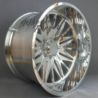 Jantes en aluminium forgé à décalage négatif 6061-T6, finition chrome poli, avec enjoliveur central flottant pour GMC Sierra HD et Chevy Silverado 3500HD
