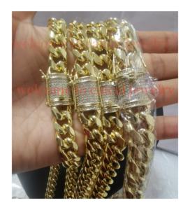 Vòng Đeo Tay Vòng Cổ Vòng Cổ 14K Vàng Trang Sức Mạ Điện Cuba Liên Kết Chuỗi Vàng Cuba Miami Chuỗi 6Mm-14Mm Monaco Cuba Chuỗi - Product Image 3