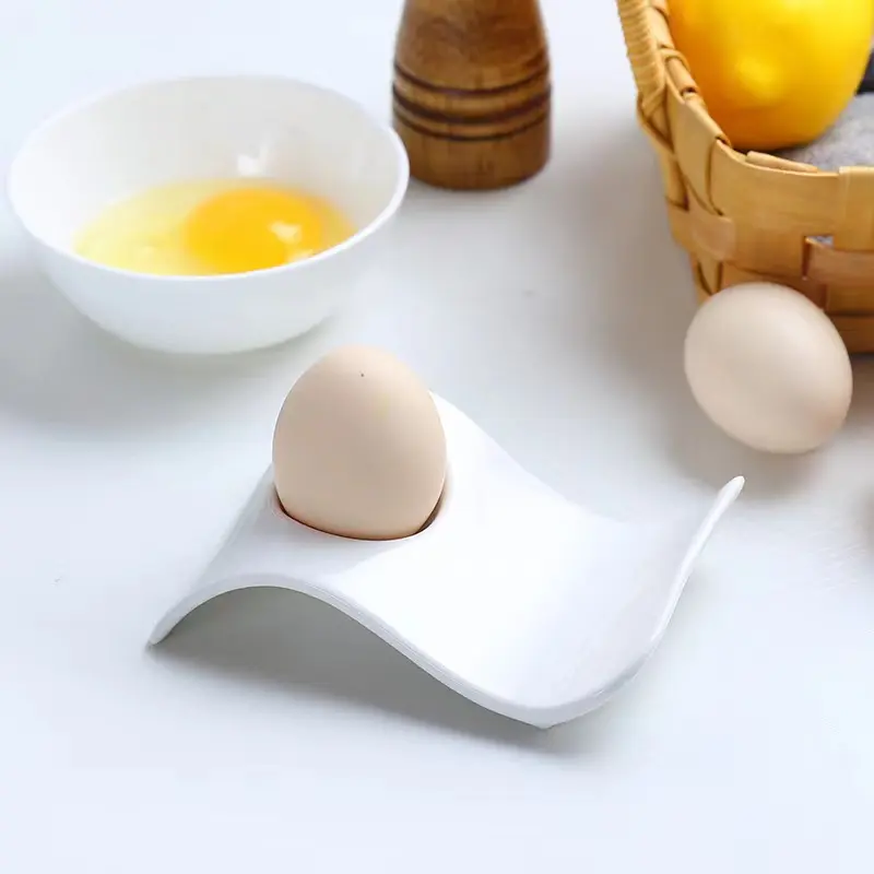 Logo personnalisé simple moderne Porcelaine Porte-oeufs Petit déjeuner Coquetier pour oeufs durs