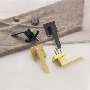 Wholesale Matt Black Square <strong>Door</strong> Handles Interior Heavy Duty Aluminum Alloy Household Lever Handle Passage Lock for Bath Bedroom - Product Image 3