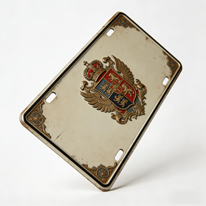 맞춤형 빈티지 왕실 문장 양각 금속 번호판 무료 샘플 소량 주문 가능 장식용 맞춤 번호판 - Product Image 2