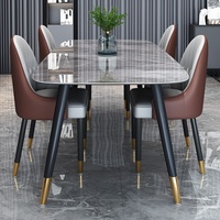 Table à manger rectangulaire en pierre italienne, petite table à manger pour appartement, marbre, luxe léger, moderne, simple, nouvelle table à manger 2024