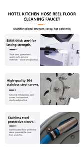 Carrete de Manguera Retráctil de Diseño Industrial Moderno para Montaje en Pared, Acero con Recubrimiento Epóxico, para Cocina Comercial, Restaurante, Hotel - Product Image 3