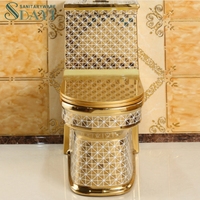 WC monobloc en céramique SDAYI avec siphon intégré, design doré, cuvette de toilette dorée