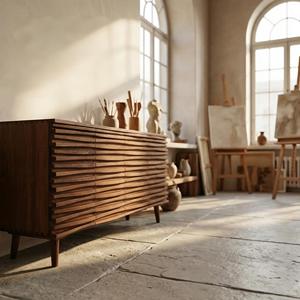 <span class=keywords><strong>Commode</strong></span> longue moderne d'inspiration antique pour chambre à coucher et salle d'exposition, meuble de rangement en bois massif avec tiroirs en <span class=keywords><strong>osier</strong></span> - Product Image 6