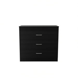 Commode à 3 tiroirs Bethage en bois de wengue noir, meuble de chambre moderne autoportant - Product Image 1