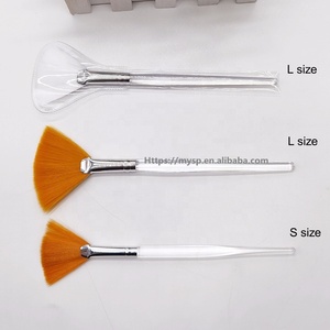 แปรงพัดทาคลอนสำหรับมาส์กกรดไกลโคลิก แปรงแต่งหน้า ด้ามจับใส <span class=keywords><strong>สี</strong></span><span class=keywords><strong>ส้ม</strong></span>ขาว ขนสังเคราะห์ แปรงพัดมาส์กหน้าขนาดใหญ่ - Product Image 4