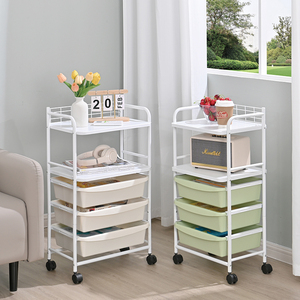 Wireking <span class=keywords><strong>3</strong></span> Tier nhựa ngăn kéo đơn vị lưu trữ Xe đẩy kim loại bên bảng cán ngăn kéo giỏ hàng cho văn phòng phòng tắm nhà bếp - Product Image 6