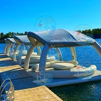 Île flottante gonflable robuste, grande plateforme de loisirs multi-personnes pour lac, piscine, complexe hôtelier, divertissement aquatique
