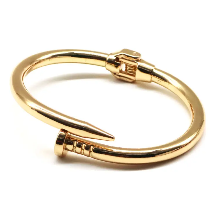 Fashion stainless steel gold plated nail bracelet women custom personality adjustable nail bangle bracelet bracelets
